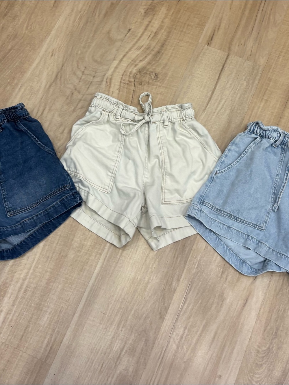 Time and Tru High Waist Drawstring Shorts in Cream